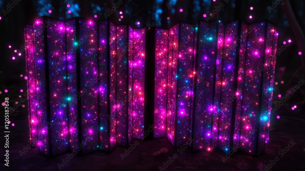 Poster illuminated panel screen in enchanting forest setting
