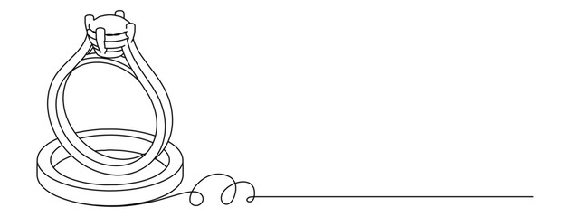 Wedding couple ring line art vector illustration