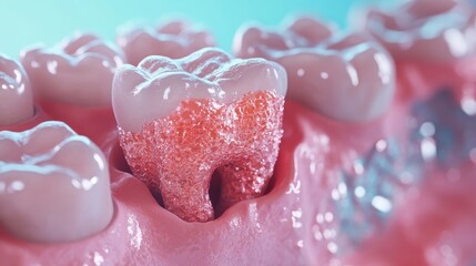 Obraz premium 3D Tooth Decay,tooth character with toothbrush ,Dental care illustration set,wisdom,childrens dentistry concept,pain and lean on other teeth cause of tooth decay,dental care for kids.