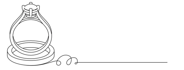 Wedding couple ring line art vector illustration