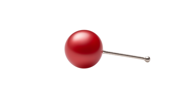 Red Sphere on Thin Stem Abstract Design Element isolated on transparent background