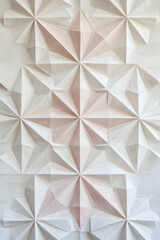Abstract Geometric Wall Art: Intricate 3D Origami-Inspired Design in Beige and White