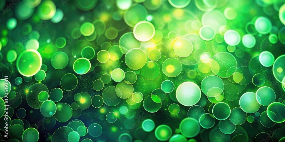 Poster green circles blur into a dreamy, textured background; a circular pattern with shallow depth of fiel