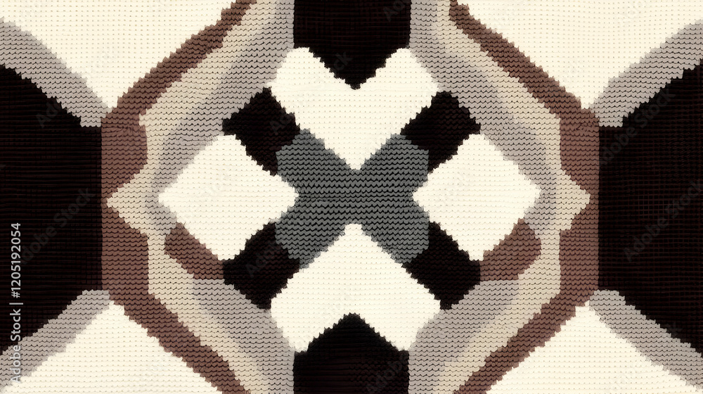 Aufkleber abstract knitted fabric texture forms intricate x pattern symmetrically with neutral colors