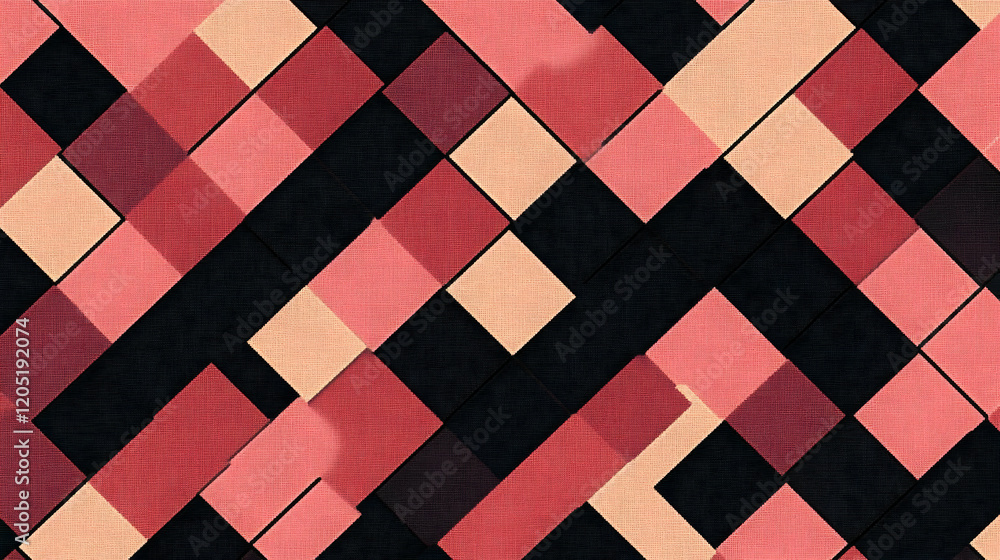Poster Abstract Geometric Pattern Forms a Dynamic Visual with Interlocking Diamonds and Textured Hues.
