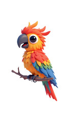 Fototapeta premium Adorable Cartoon Parrot on Branch Digital Art