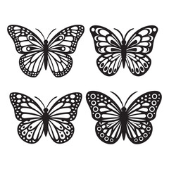 Silhouette Butterfly vector image in white background
