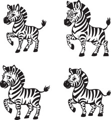 Obraz premium Cute Cartoon Zebras Vector Illustrations