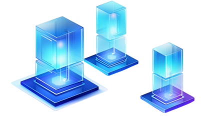 Abstract Data Cubes Futuristic Technology Concept isolated on transparent background