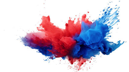 Abstract Red and Blue Ink Explosions Dynamic Background isolated on transparent background