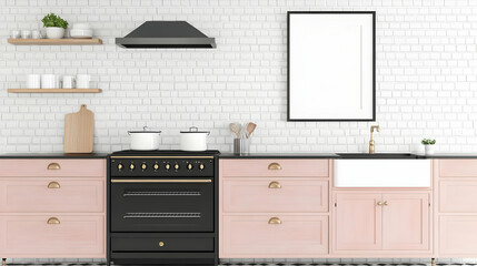 Modern Pink Kitchen Interior Design Showcases a Stylish and Functional Space with Elegant Decor.