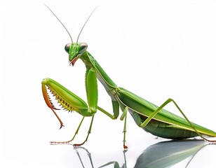 praying mantis on white background

