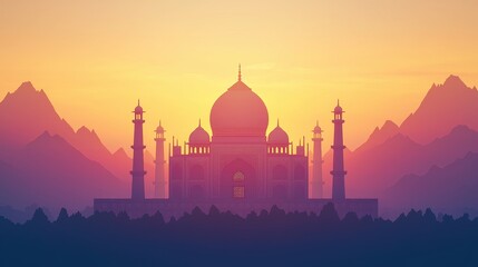 Majestic sunset view of taj mahal agra india architectural photography serene landscape captivating aesthetic