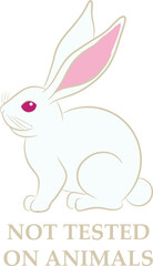 Not tested on animals icon. Cruelty free sign with white rabbit. Ethical certification mark, label, tag, sticker. Animals rights protection.