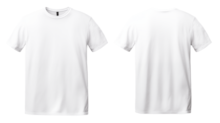 White T Shirt Mockup Front and Back Views for Design Presentations isolated on transparent background