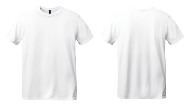White T Shirt Mockup Front and Back Views for Design Presentations isolated on transparent background