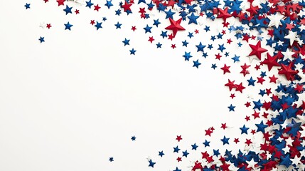 Patriotic design featuring red, white, and blue stars on a clean white backdrop, ideal for themes related to national pride, holidays, and celebrations