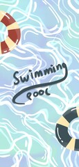 Hand drawn Illustration of water in swimming pool. Abstract textured background. © AlmiraAfdila