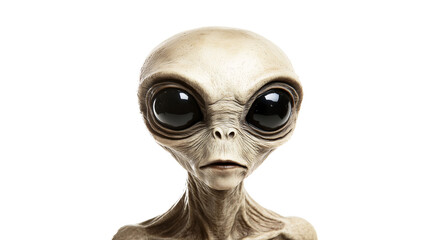 Alien with large black eyes on a transparent background