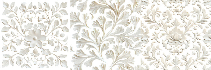 Elegant and intricate floral damask pattern with delicate ornamental design elements perfect for luxury wallpaper fabric or other high end decorative applications