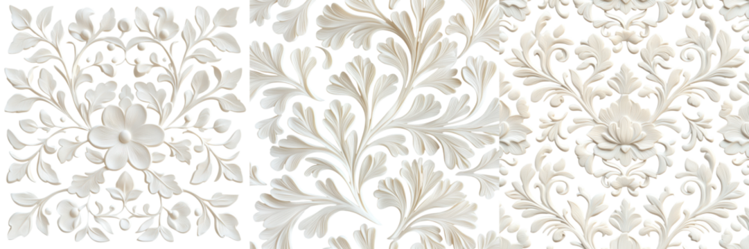 Elegant and intricate floral damask pattern with delicate ornamental design elements perfect for luxury wallpaper fabric or other high end decorative applications