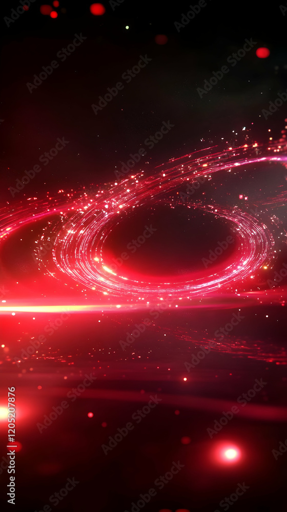 Poster Abstract Red Light Trails Swirl Dynamically in Dark Space Background