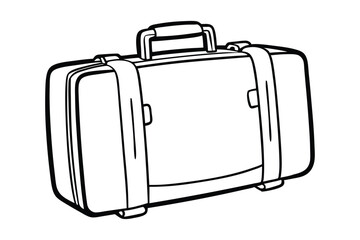 A black and white line drawing of a suitcase vector illustration.eps