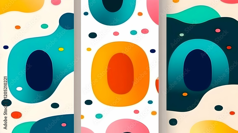 Poster abstract background with colorful shapes and dots creates a vibrant and modern design