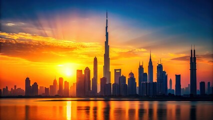 Obraz premium Dubai Skyline Silhouette: Minimalist Urban Elegance