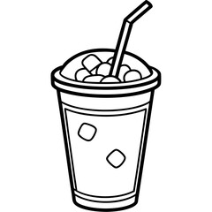 Clean Line Art Iced Beverage Icon