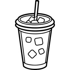 Clean Line Art Iced Beverage Icon