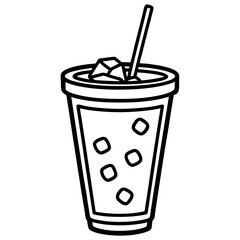 Clean Line Art Iced Beverage Icon