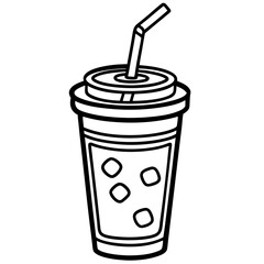 Clean Line Art Iced Beverage Icon
