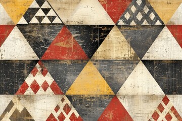 Geometric Triangle Patterns in Vintage Textured Fabric Design