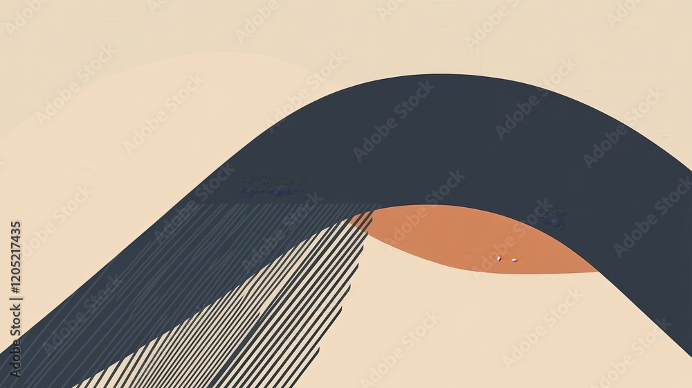 Poster abstract landscape with flowing curves and subtle color contrasts.