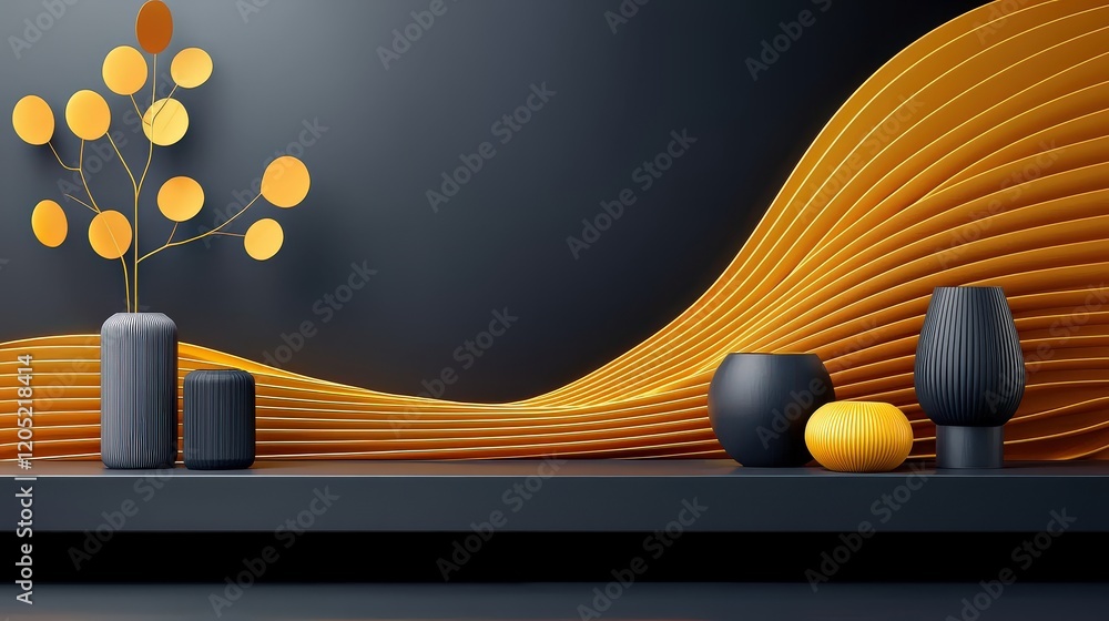 Poster a dynamic 3d wallpaper design featuring geometric shapes and patterns that create the illusion of de