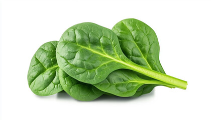 Obraz premium Fresh, vibrant spinach leaves isolated on white background perfect for healthy diet visuals.