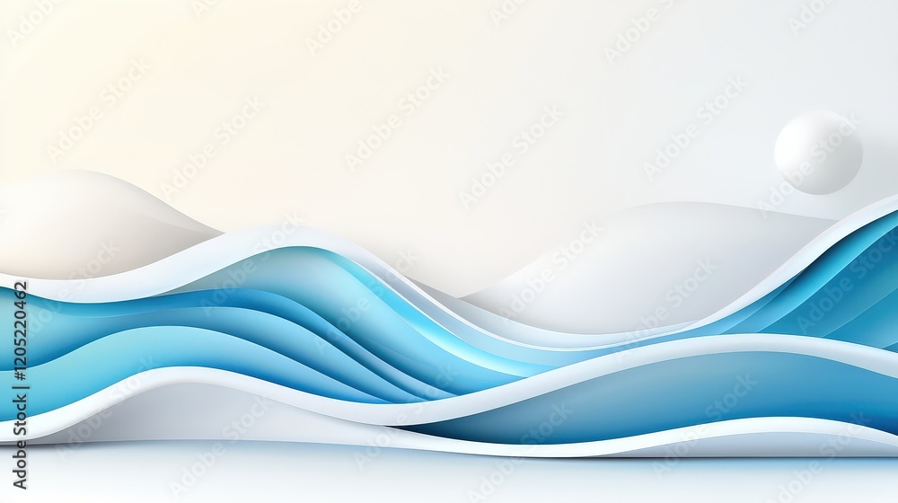 Poster a minimalist line art design of waves and water, using smooth curves to create a soothing and natura