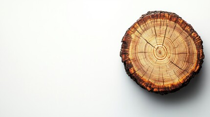 Obraz premium Cross-section of a tree stump with detailed growth rings on white background
