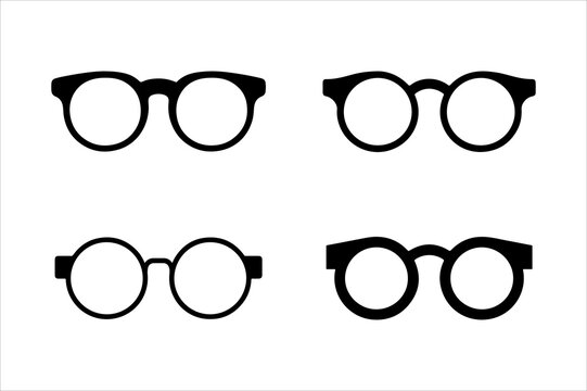 eye glasses icon set. eye glasses icon. plastic frame modern eyeglasses. black eye glasses vector illustration on white background.

