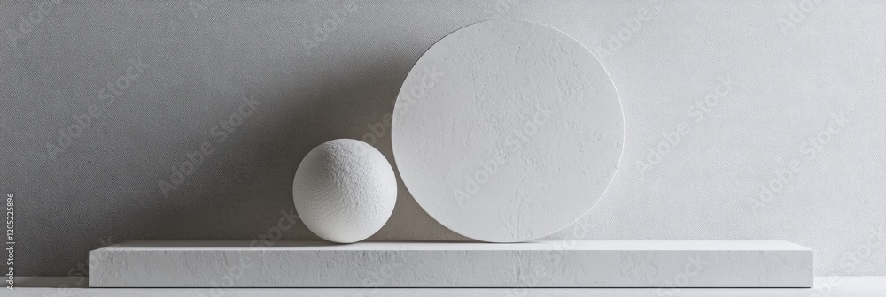 Leinwandbilder sculptural arrangement of white geometric forms set against a minimalist background in an indoor spa