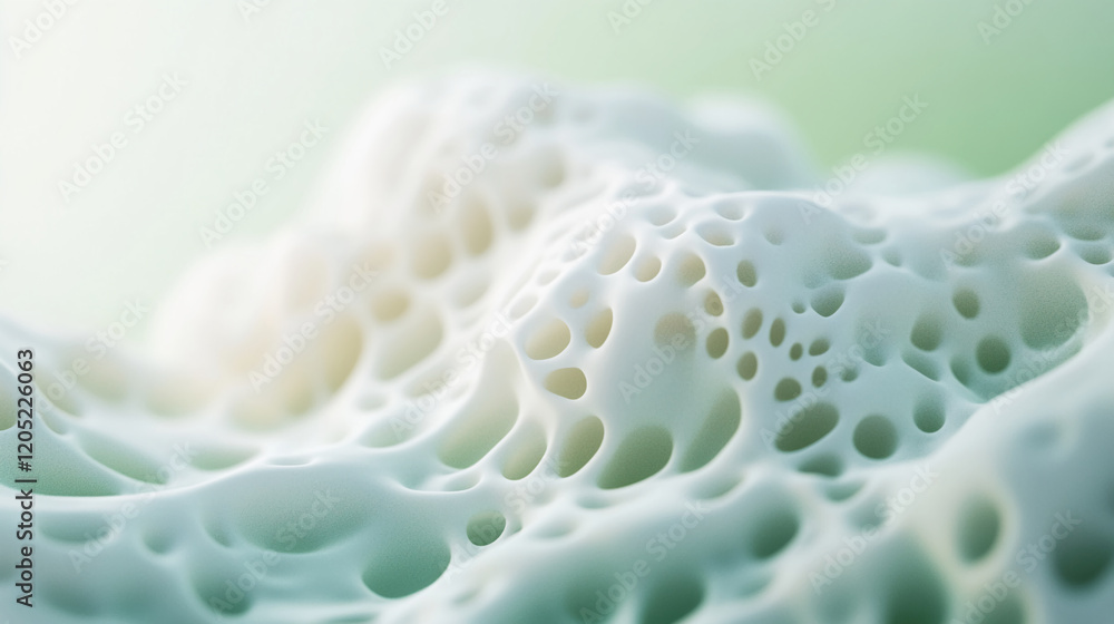 Poster abstract close-up of soft, textured white foam with bubbles and organic shapes