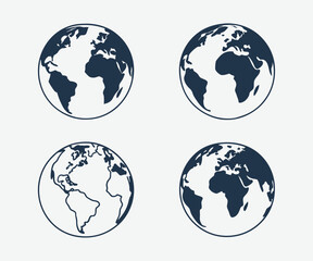 World map globe or planet earth with North America flat icon for apps and websites