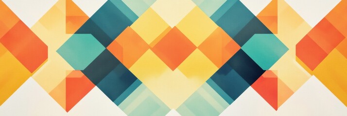 Colorful geometric design featuring hexagons and diamonds in vibrant shades of orange, blue, and yellow. Generative AI
