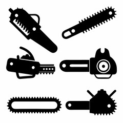 Vector Illustration of Various Chainsaw Components