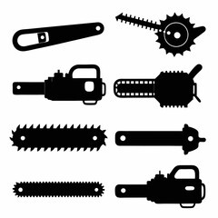 Vector Illustration of Various Chainsaw Components