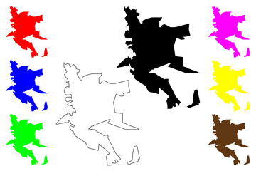 Patos de Minas city (Federative Republic of Brazil, Minas Gerais state) map vector illustration, scribble sketch Patos de Minas map