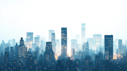Fototapeta premium A city skyline at night with the lights on
