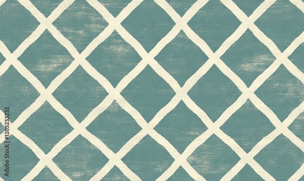 Poster a textured pattern featuring a diamond lattice design in muted teal and cream colors.