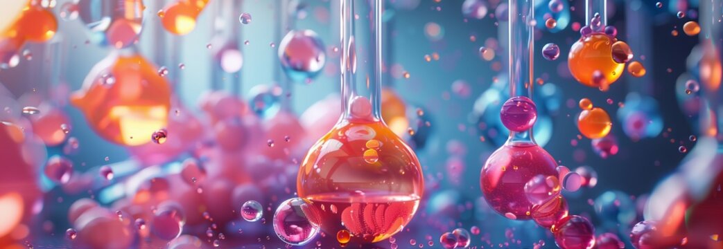 Colorful laboratory glassware filled with vibrant liquids in a mesmerizing display.